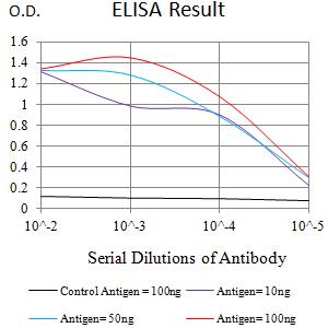 ADAM8 Antibody - Black line: Control Antigen (100 ng);Purple line: Antigen (10ng); Blue line: Antigen (50 ng); Red line:Antigen (100 ng)