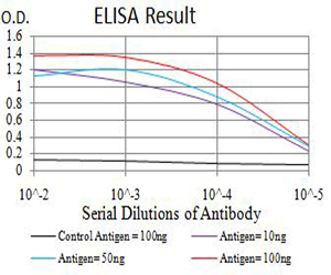 AP50 / AP2M1 Antibody - Black line: Control Antigen (100 ng);Purple line: Antigen (10ng); Blue line: Antigen (50 ng); Red line:Antigen (100 ng)