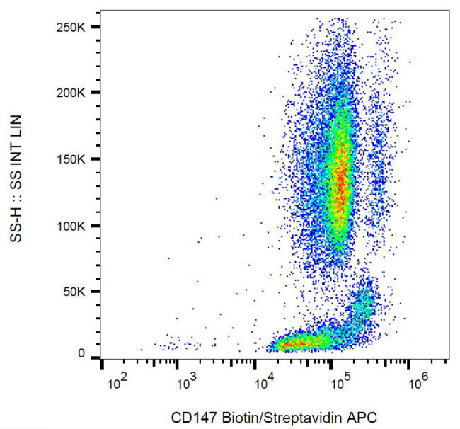 Basigin / Emmprin / CD147 Antibody - Surface staining of human peripheral blood with anti-human CD147 (MEM-M6/1) biotin.