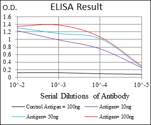 BMI1 / PCGF4 Antibody - Red: Control Antigen (100ng); Purple: Antigen (10ng); Green: Antigen (50ng); Blue: Antigen (100ng);
