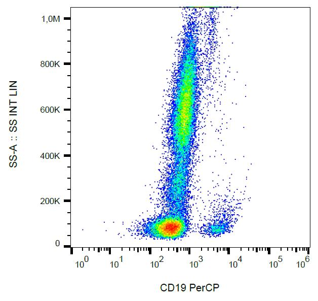 CD19 Antibody - Surface staining of human peripheral blood leukocytes with anti-human CD19 (4G7) PerCP.