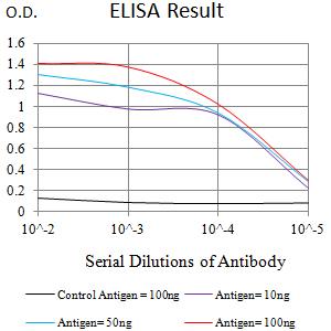 CD27 Antibody - Black line: Control Antigen (100 ng);Purple line: Antigen (10ng); Blue line: Antigen (50 ng); Red line:Antigen (100 ng)