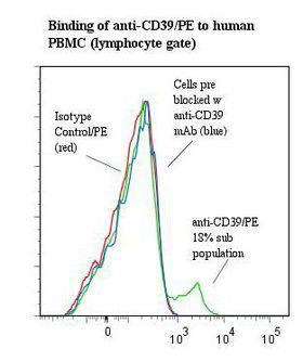 CD39 Antibody - Flow cytometry of CD39 antibody This image was taken for the unconjugated form of this product. Other forms have not been tested.
