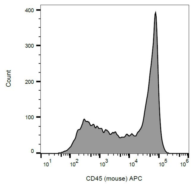 CD45 / LCA Antibody - Surface staining of murine splenocytes with anti-CD45 antibody EM-05 APC.