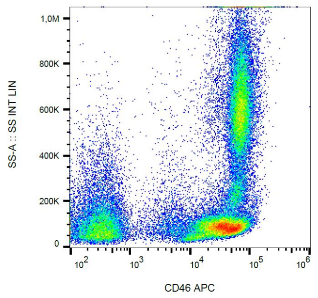 CD46 Antibody - Surface staining of human peripheral blood cells with anti-CD46 (MEM-258) APC.