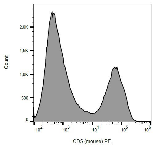 CD5 Antibody - Surface staining of murine splenocytes with anti-CD5 (53-7.3) PE.