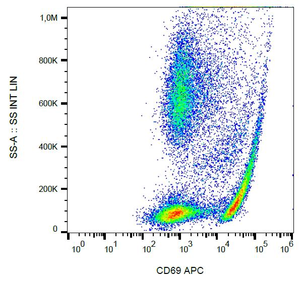 CD69 Antibody - Surface staining of human peripheral blood using anti-CD69 antibody (clone FN50) APC.
