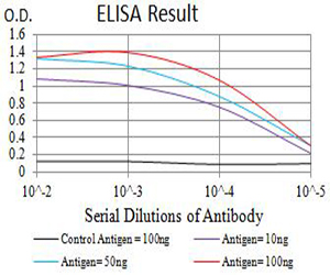 CHRNA2 Antibody - Black line: Control Antigen (100 ng);Purple line: Antigen (10ng); Blue line: Antigen (50 ng); Red line:Antigen (100 ng)