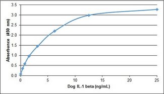 IL-1B / IL-1 Beta Protein - Recombinant Dog interleukin-1 beta detected using Rabbit anti Dog interleukin-1 beta as the capture reagent and Rabbit anti Dog interleukin-1 beta:Biotin as the detection reagent followed by Streptavidin:HRP.