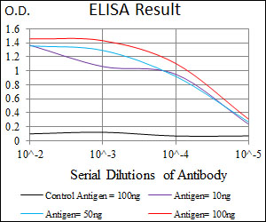 HIWI2 / PIWIL4 Antibody - Red: Control Antigen (100ng); Purple: Antigen (10ng); Green: Antigen (50ng); Blue: Antigen (100ng);