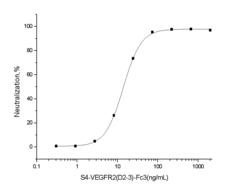 KDR / VEGFR2 / FLK1 Protein - Measured by its ability to inhibit VEGF-dependent proliferation of human umbilical vein endothelial cells (HUVEC) in the presence of 10 ng/mL rhVEGF165. The ED50 for this effect is 20-80 ng/mL.
