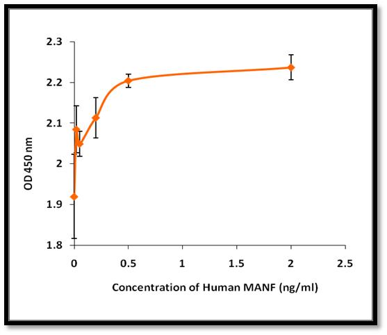 MANF / ARMET Protein - The ED50 was found to be <0.5ng/ml using dose dependent proliferation of human pancreatic cells.