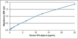 IFNA2 / Interferon Alpha 2 Antibody - Recombinant Bovine interferon alpha A detected using Goat anti Bovine interferon alpha A as the capture reagent and Goat anti Bovine interferon alpha A:Biotin as the detection reagent followed by Streptavidin:HRP.
