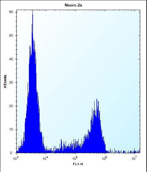 CASC4 Antibody - CASC4 Antibody flow cytometry of Neuro-2a cells (right histogram) compared to a negative control cell (left histogram). FITC-conjugated donkey-anti-rabbit secondary antibodies were used for the analysis.