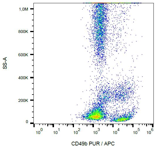 ITGA2 / CD49b Antibody - Surface staining of CD49b in human peripheral blood with anti-CD49b (AK7) purified / GAM-APC.