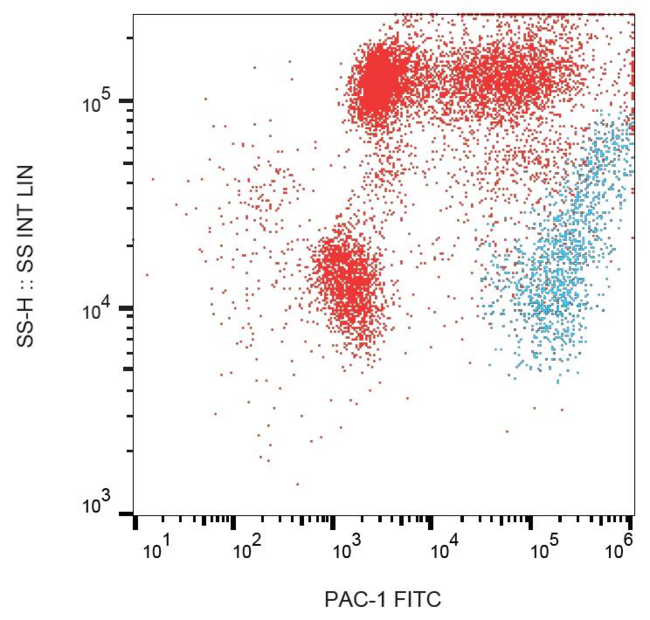 PSMG1 Antibody - Surface staining of PAC-1 on PHA-activated (1 hour) human peripheral blood with anti-PAC-1 (PAC-1) FITC.
