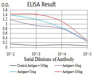 RIP4 / ANKRD3 Antibody - Black line: Control Antigen (100 ng);Purple line: Antigen (10ng); Blue line: Antigen (50 ng); Red line:Antigen (100 ng)