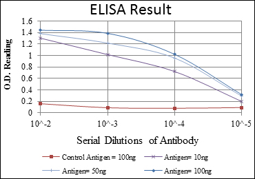 SSEA-1 / Lewis x / CD15 Antibody - Red: Control Antigen (100ng); Purple: Antigen (10ng); Green: Antigen (50ng); Blue: Antigen (100ng);