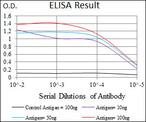 SST / Somatostatin Antibody - Red: Control Antigen (100ng); Purple: Antigen (10ng); Green: Antigen (50ng); Blue: Antigen (100ng);