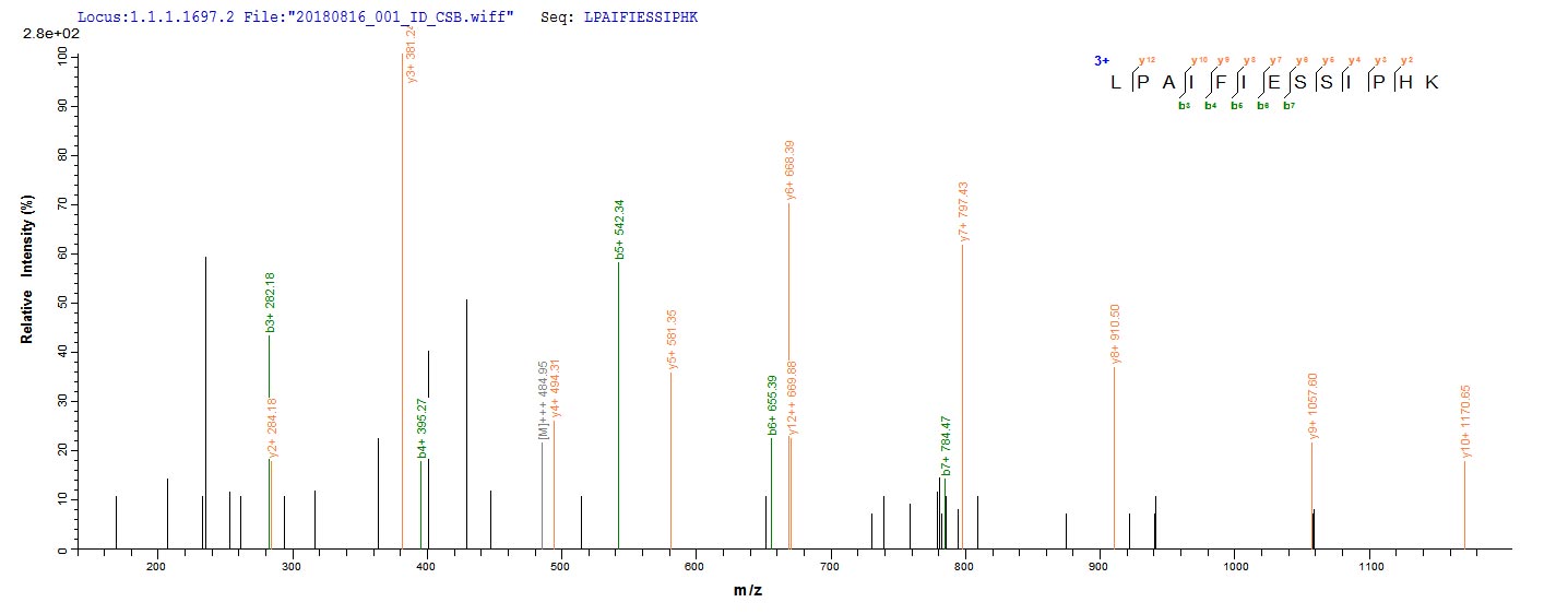 troA Protein - Based on the SEQUEST from database of E.coli host and target protein, the LC-MS/MS Analysis result of Recombinant Treponema pallidum Periplasmic zinc-binding protein troA(troA) could indicate that this peptide derived from E.coli-expressed Treponema pallidum (strain Nichols) troA.