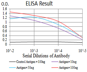 ZFP91 Antibody - Black line: Control Antigen (100 ng);Purple line: Antigen (10ng); Blue line: Antigen (50 ng); Red line:Antigen (100 ng)